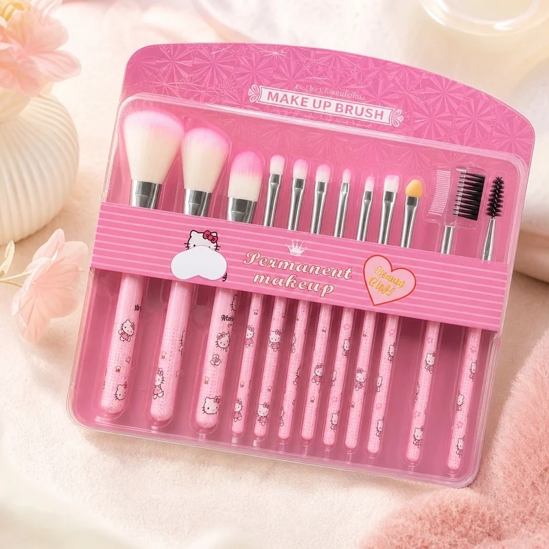 헬로 키티 12피스 메이크업 브러쉬 세트 귀여운 핑크  - Beauty Makeup Gift Sets 리뷰 및 가격