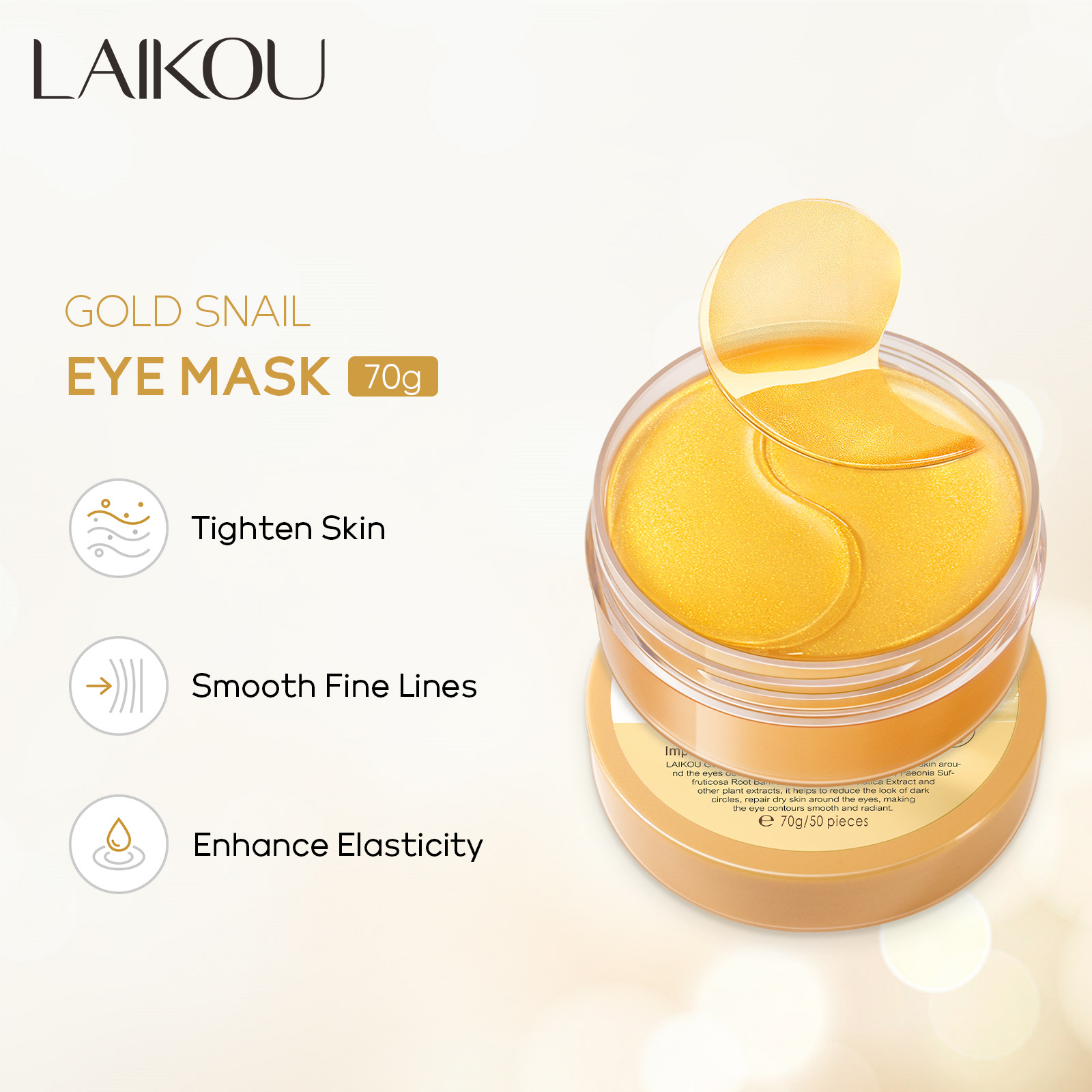 라이코우 50개 골든 스네일 콜라겐 아이 마스크 아이백 - Collagen Eye Patch 리뷰 및 가격